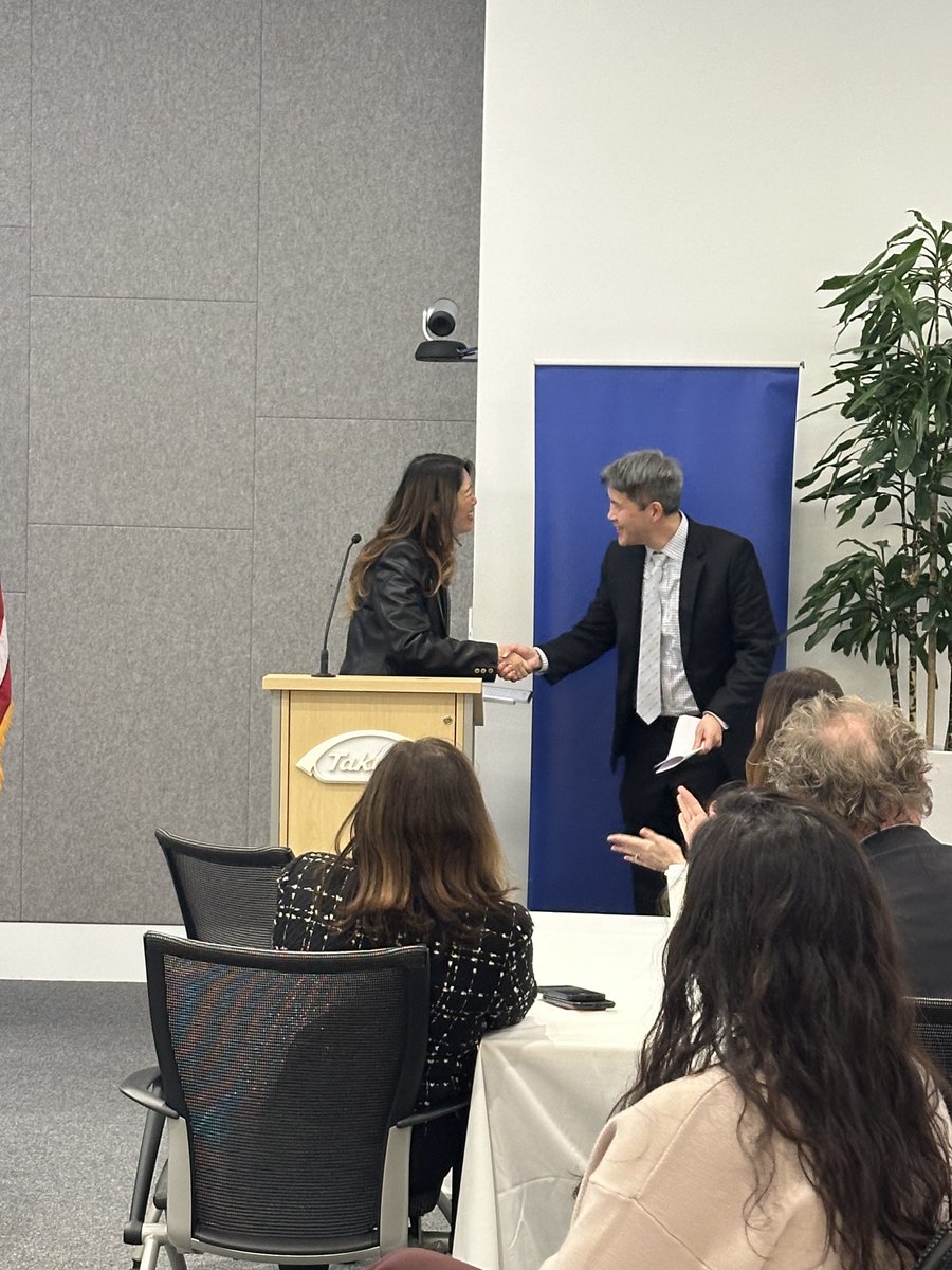 The Chamber had the pleasure of planning our Annual Government Affairs breakfast this morning with City Manager Yi-An Huang at @TakedaPharma ! Julie Kim from Takeda was also able to come speak with the crowd. It was a fantastic opportunity to speak with the City Manager!