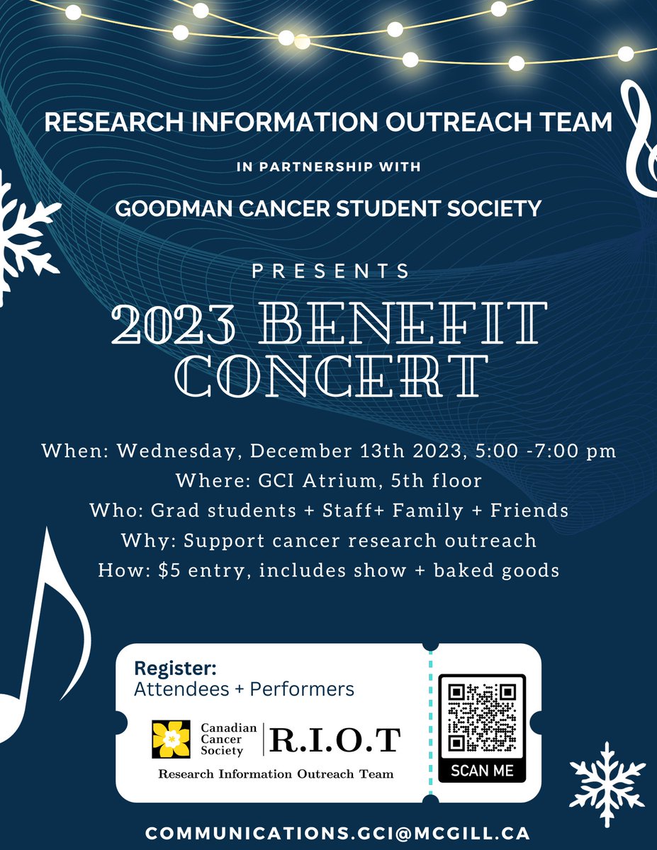 Rosalind & Morris Goodman Cancer Institute (@mcgillgci) on Twitter photo Join us to support <a href="/riotdesir/">RIOT/DESIR MTL -Cancer Research Outreach</a> for their first ever holiday benefit concert! Rejoignez-nous pour soutenir <a href="/riotdesir/">RIOT/DESIR MTL -Cancer Research Outreach</a> lors de leur premier concert-bénéfice des temps des fêtes ! Join us to support <a href="/riotdesir/">RIOT/DESIR MTL -Cancer Research Outreach</a> for their first ever holiday benefit concert! Rejoignez-nous pour soutenir <a href="/riotdesir/">RIOT/DESIR MTL -Cancer Research Outreach</a> lors de leur premier concert-bénéfice des temps des fêtes !
