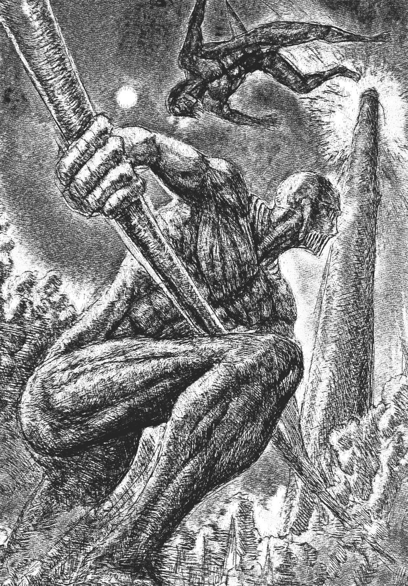 Rochaku2's tweet photo. Warhammer Titan vs Eren Attack Titan. In the style of Berserk

#mangaart #fanart #AttackOnTitan https://t.co/kSTAjYwWzx