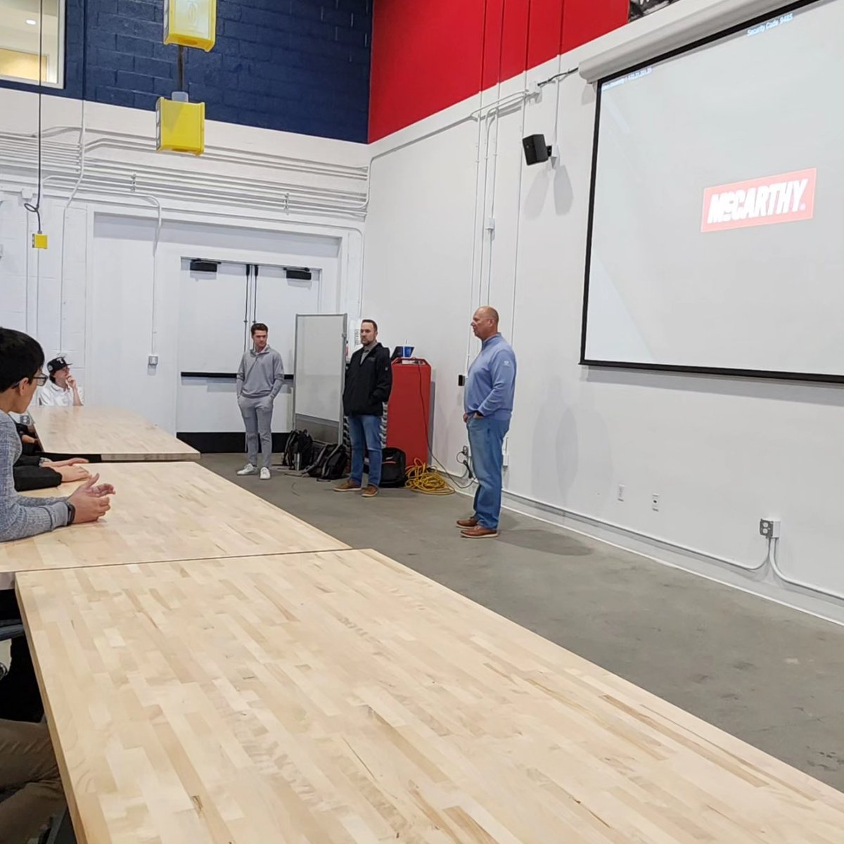 Year 1 business students are spending the morning at McCarthy construction offices learning all about the corporate world.