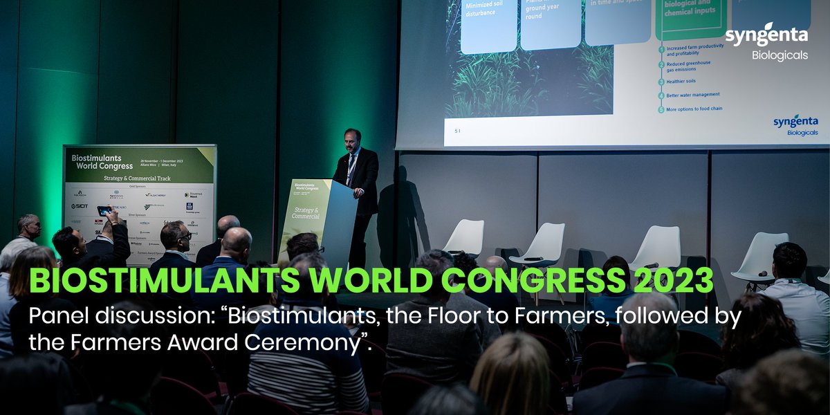 SyngentaBiolog's tweet photo. The first day of the Biostimulants World Congress was a huge success, and has been announced the winner of the Farmer's Award we are sponsor of. Congrats to the winner Paulo Roberto Dzierwa, owner of Fazenza Serrana in Brazil. #BWC #biologicals #sustainability https://t.co/yvbIii5fnL