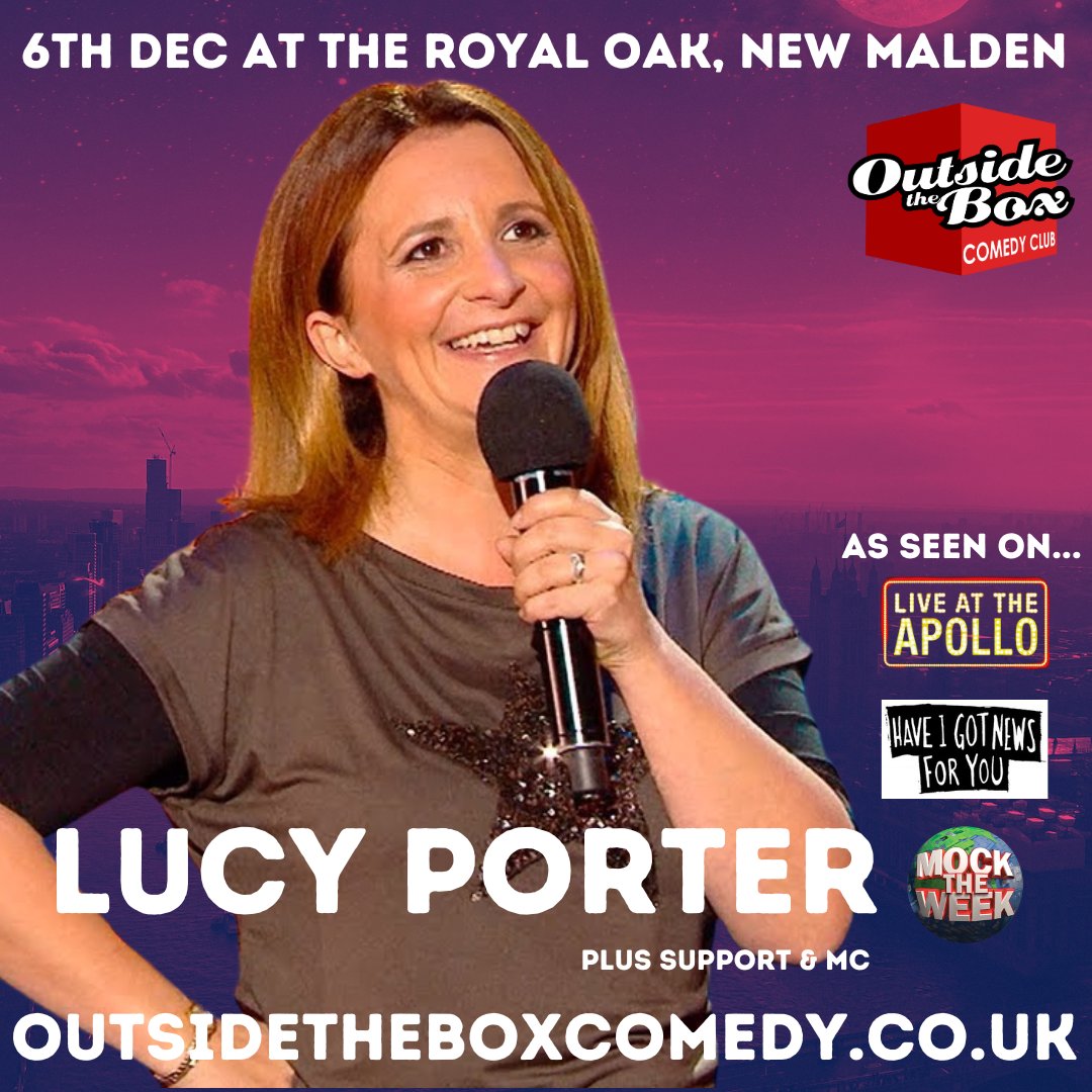 We have the brilliant @lucyportercomic headlining for us in New Malden on the 6th Dec! Plus a full bill all to raise money for Families Thriving Together. Get tickets here: outsidetheboxcomedy.co.uk/show.htm?id_gi…