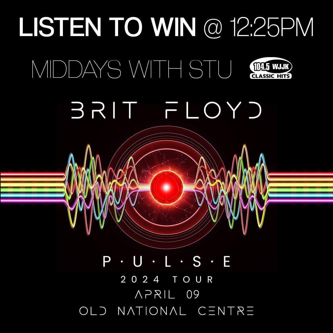 Steve Stuart (@stuonair) on Twitter photo Wanna go? Be listening at 12:25pm on <a href="/WJJK1045/">104.5 WJJK</a> for your chance to “go to the show”!!!! <a href="/BritFloyd/">Brit Floyd</a> <a href="/MuratTheatre/">murat</a> <a href="/OldNatlCentre/">Old National Centre</a> Wanna go? Be listening at 12:25pm on <a href="/WJJK1045/">104.5 WJJK</a> for your chance to “go to the show”!!!! <a href="/BritFloyd/">Brit Floyd</a> <a href="/MuratTheatre/">murat</a> <a href="/OldNatlCentre/">Old National Centre</a>