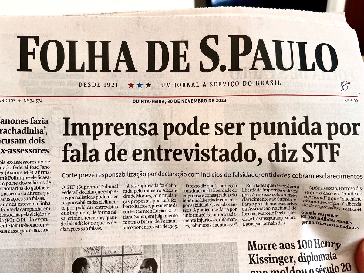 anapaulahenkel's tweet photo. A velha e carcomida imprensa fingiu que não viu as inúmeras inconstitucionalidades que STF e TSE cometeram nos últimos anos. Beijaram o anel do sistema e fecharam os olhos para derrotar um fascismo imaginário. Espantados? Acharam que a censura seria para poucos?

A conta chegou. https://t.co/0apnorbeVq
