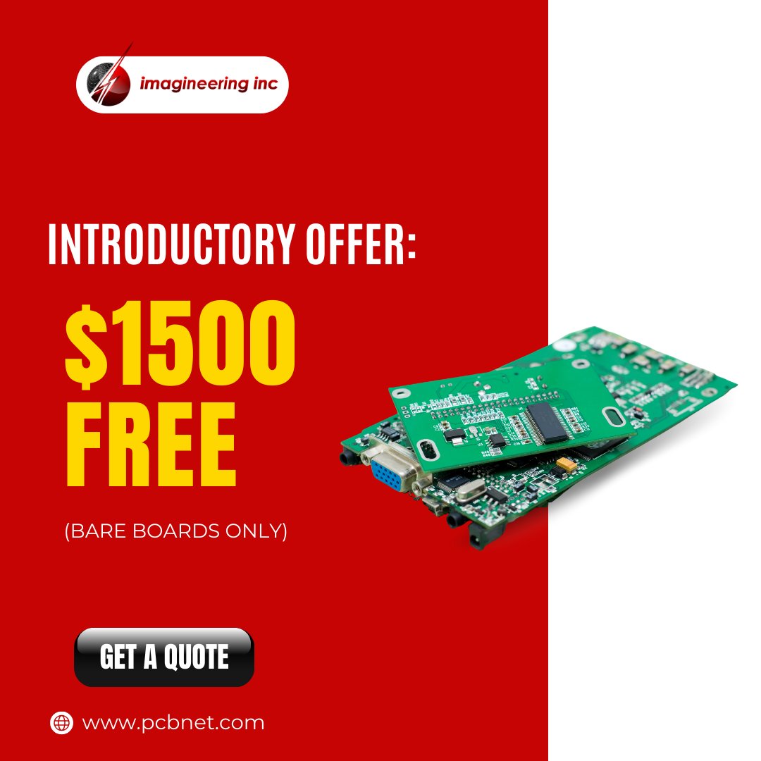 imagineeringpcb's tweet image. We&apos;re thrilled to unveil something very exciting!

As an introductory offer we are offering you $1500 FREE credit when you order bare boards.
It&apos;s our way of saying &quot;thank you&quot; for choosing us as your PCB manufacturing partner.

Get a quote today at pcbnet.com.

#PCB
