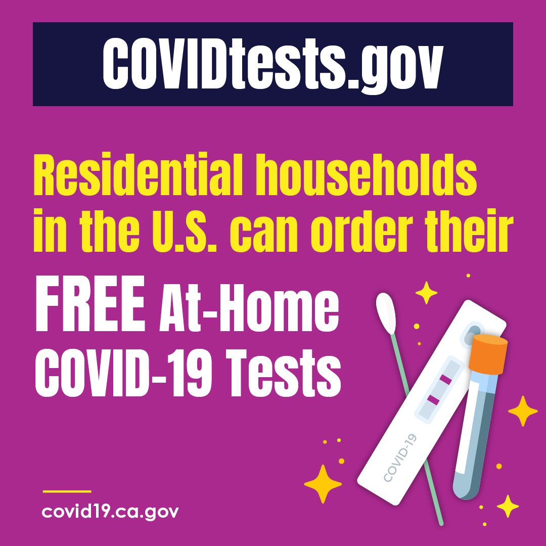 Spread joy not COVID-19 this season! Every home in the U.S. is now eligible to order an additional 4 FREE at-⁠home tests. If you did not order tests this fall, you may place two orders for a total of 8 tests. You can order tests at covid.gov/tests.