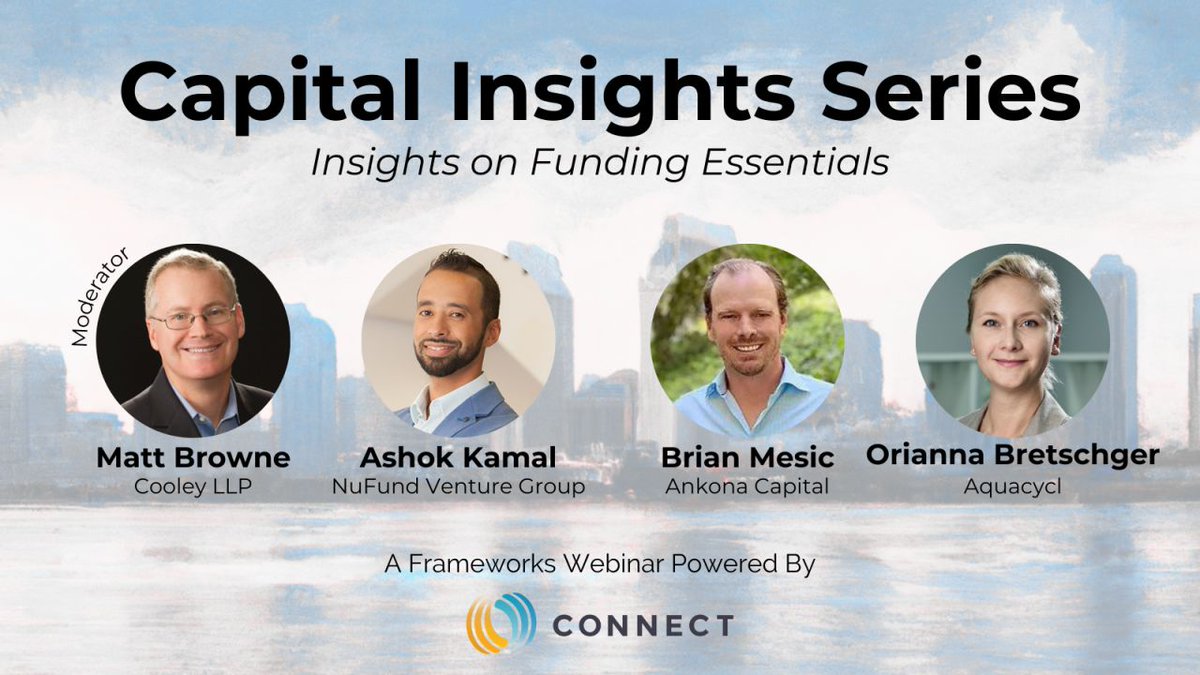 Dec 12th 📆 1-2pm 🕐
Join us for a chat with experts from Cooley LLP, NuFund Venture Group, Ankona Capital, and Aquacycl. Get insights on what investors consider when backing your startup. 

Register ➡️ bit.ly/3szbv8W