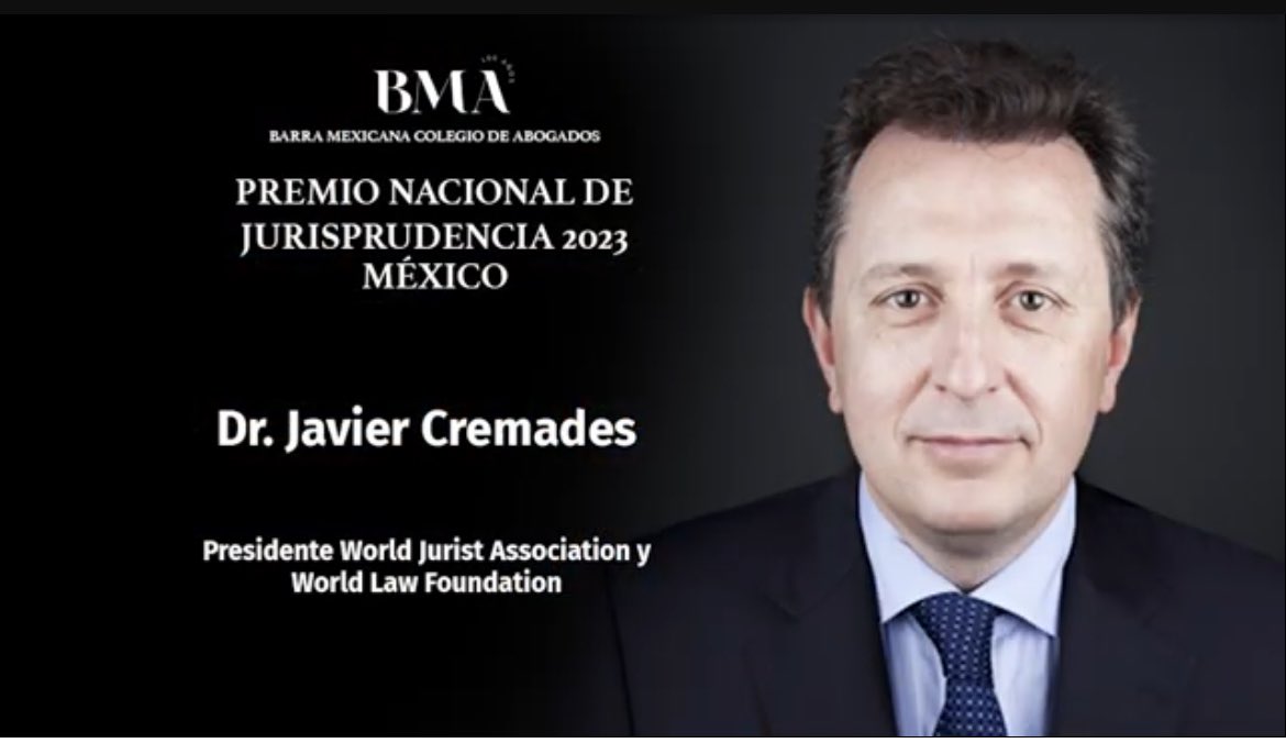 Barra Mexicana, Colegio de Abogados A.C. (@bma_abogados) on Twitter photo El día de hoy, la <a href="/BMA_Abogados/">Barra Mexicana, Colegio de Abogados A.C.</a> presidida por <a href="/oleavabogado/">Víctor Oléa</a> entregará el Premio Nacional de Jurisprudencia al Dr. <a href="/JavierCremades/">Javier Cremades</a> presidente de la <a href="/worldjurist/">World Jurist Association</a>.
Acompáñanos a ver y escuchar las felicitaciones que 22 personalidades internacionales trasmiten a nuestro homenajeado. El día de hoy, la <a href="/BMA_Abogados/">Barra Mexicana, Colegio de Abogados A.C.</a> presidida por <a href="/oleavabogado/">Víctor Oléa</a> entregará el Premio Nacional de Jurisprudencia al Dr. <a href="/JavierCremades/">Javier Cremades</a> presidente de la <a href="/worldjurist/">World Jurist Association</a>.
Acompáñanos a ver y escuchar las felicitaciones que 22 personalidades internacionales trasmiten a nuestro homenajeado.