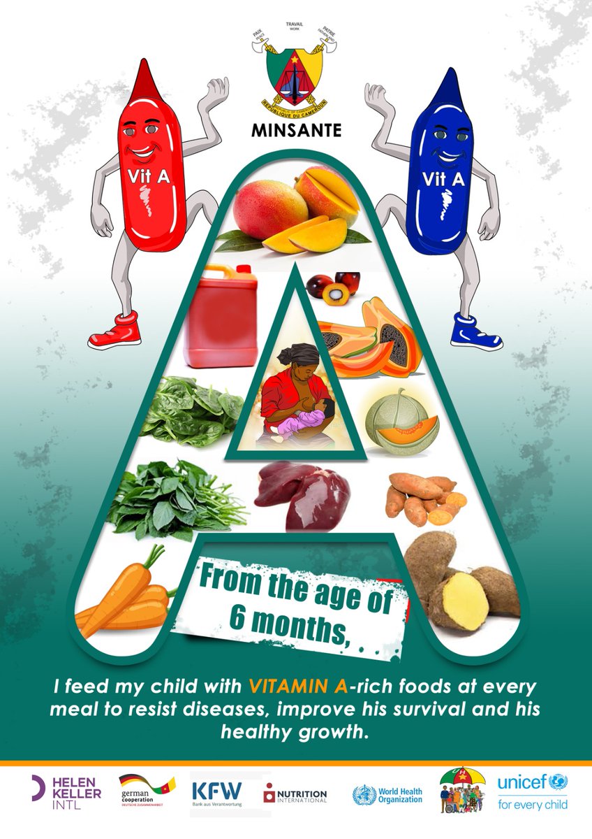 Raoul_Cheudjio's tweet photo. La carence en vitamine A est un problème de santé publique. C'est la raison pour laquelle la supplémentation en vitamine A est recommandée chez les nourrissons et les enfants de 6 à 59 mois.
#sasnim22023 #sasnimdec2023 
@MinsanteCMR https://t.co/uby46Cy6pV
