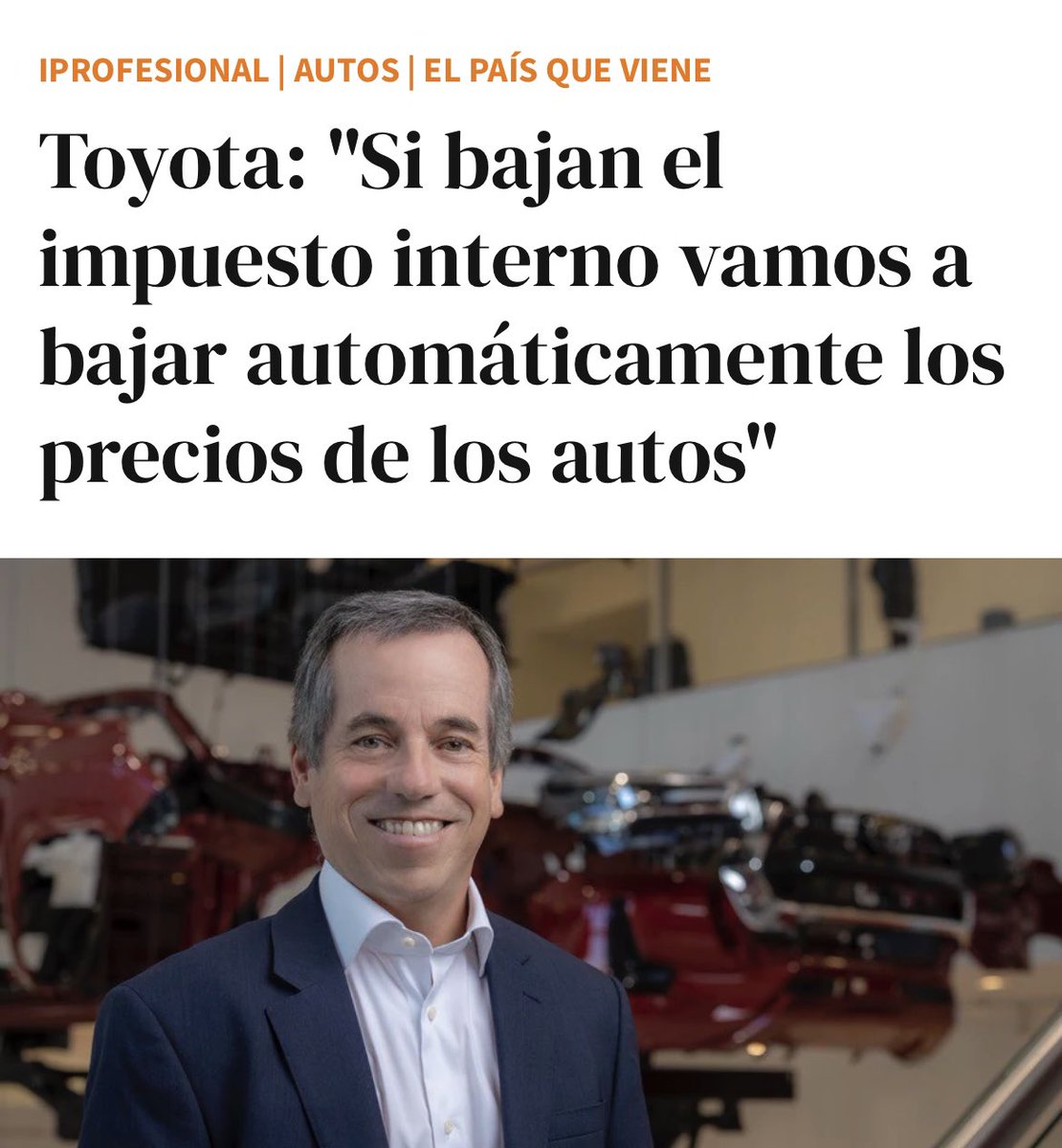 “Toyota”

Porque su presidente anunció que bajarán los precios de sus autos si Milei elimina los impuestos internos.