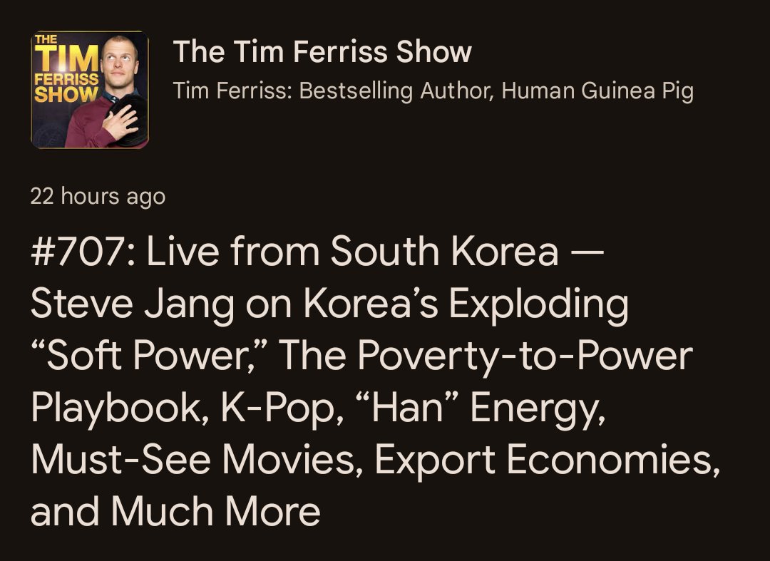 JaeVisualsAI's tweet image. Korea has come a long way to pop culture and modern media relevance. Headlined in the new @tferriss episode!