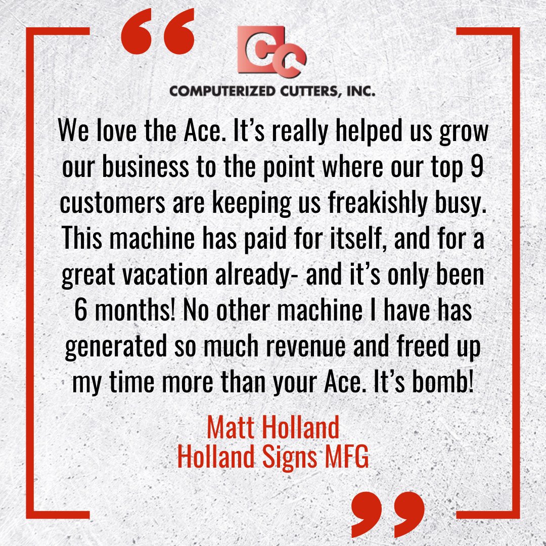 We love hearing about how our machines help make life easier for our customers.

Find out how our machines can take your business to the next level - computerizedcutters.com/products/

#Automation #MadeInTheUsa #CustomSigns #ChannelLetters #MadeInTexas #Fabrication