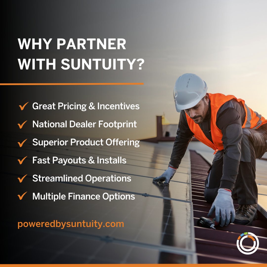 suntuity's tweet photo. Become a powered by Suntuity dealer and take your company to the next level. Get up and running in 24 hours. Visit https://t.co/NjkuNhqGlH https://t.co/AgioHGlpzW