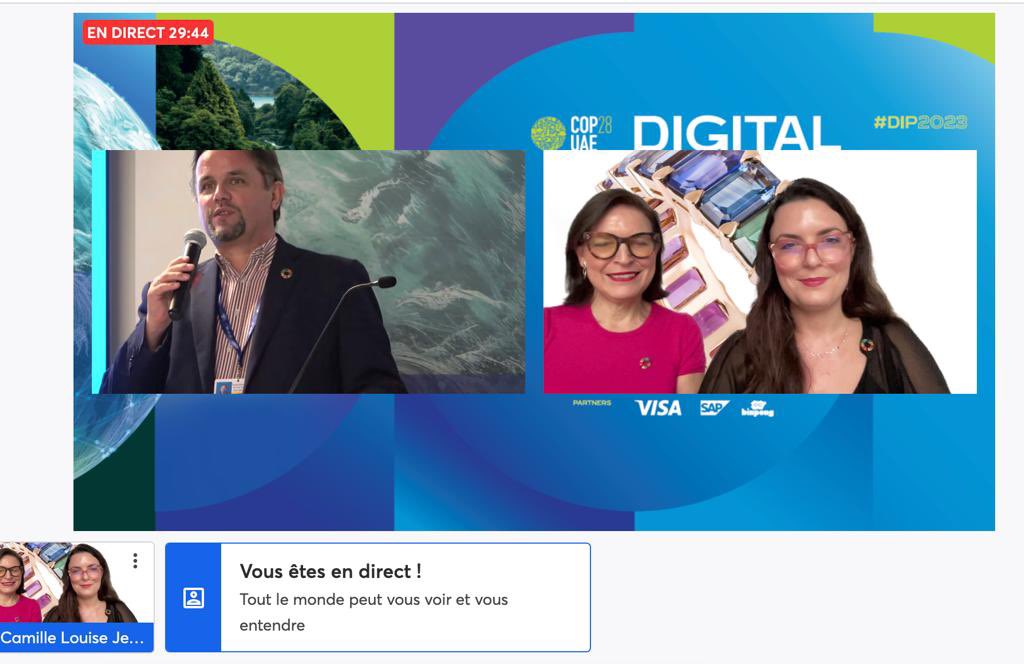 C_LJewellery's tweet photo. Live today from our co-Founders @alineartsevents @CamilleMerre "Creators imagining the future"  @COP28_UAE @BQ9_Web3 @IrinaKaragyaur @Creators4Impact @ClimateChain @iaaiglocha @hedera @hbar @HBAR_foundation 
 #DIP2023 #BlueZone #impacttech #sustainability #jewellery #circularity https://t.co/ij6mP2trOw