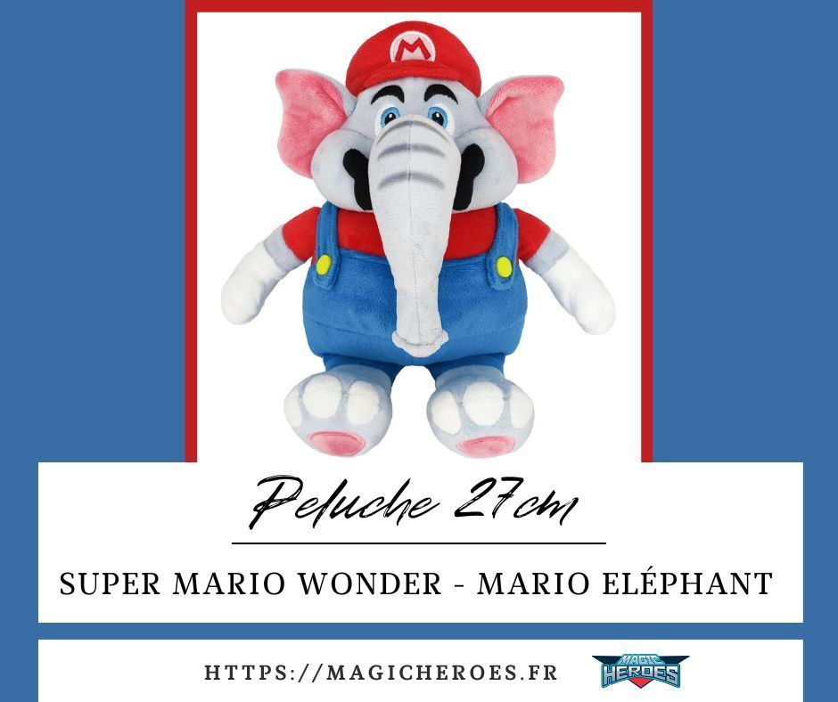 MagicHeroes.fr on X: 🍄 Plongez dans le monde fantastique de Super Mario  avec notre adorable peluche Mario Éléphant ! 🐘🌟 Cette peluche de 27cm  capture le charme de Mario habillé en éléphant
