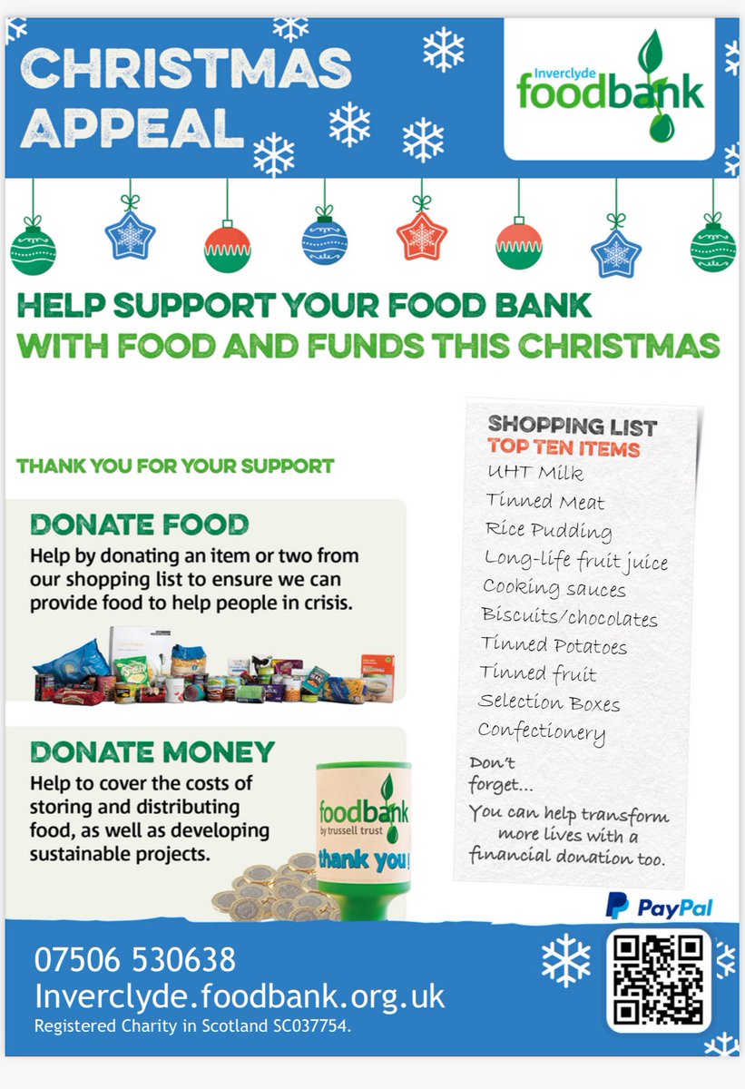 FcArdgowan's tweet photo. 🚨 INVERCLYDE FOODBANK COLLECTION🚨

In the run up to Christmas and to assist many people across the Inverclyde area in crisis, Ardgowan Thistle have organised a food collection for the Inverclyde Foodbank. Details below https://t.co/nIlA5rUlbw