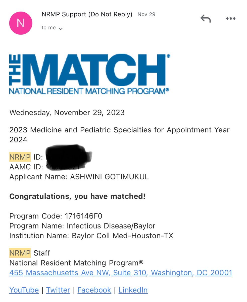 AshwiniG2188's tweet photo. It’s a dream come true. Going to Texas medical center for Med student rotations to matching @BCMIDFellowship. So grateful for this journey 😇🙏🏼 @SaintJoseph_IM https://t.co/cjibnmipeV