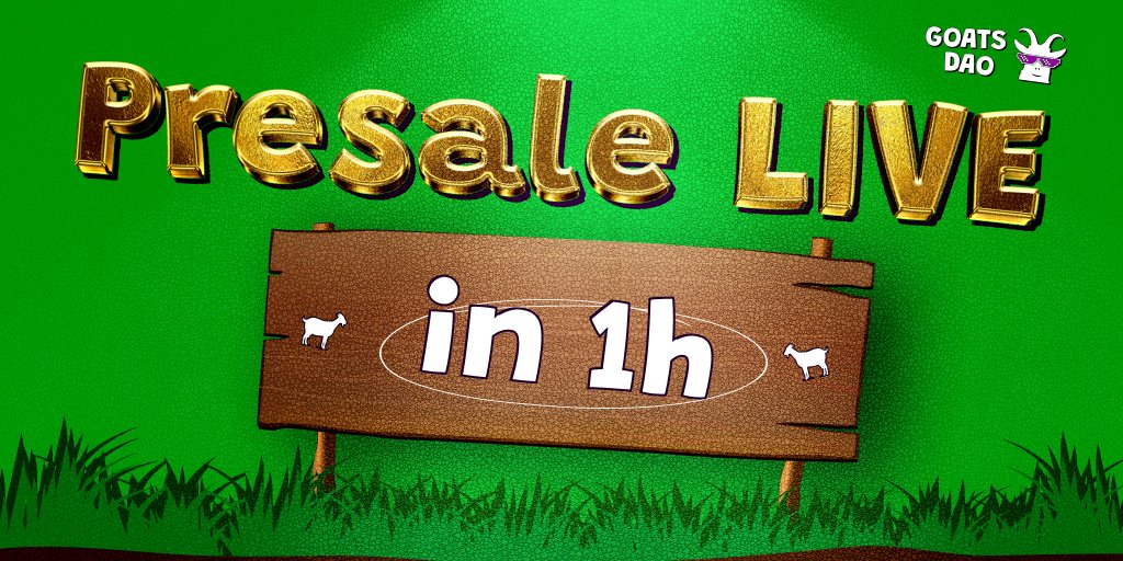 goatsdaox's tweet photo. Less than 1 hour to Presale!!! 🐐🐐🐐

Pinksale link - https://t.co/vhXA6Aszqn

#pinksale #presale #dextools #GOATSDAO $GOATS $PEPE $MEME #memecoin #BSC #Binance #BTC $BTC #ETH $ETH https://t.co/cqnNrirEB4