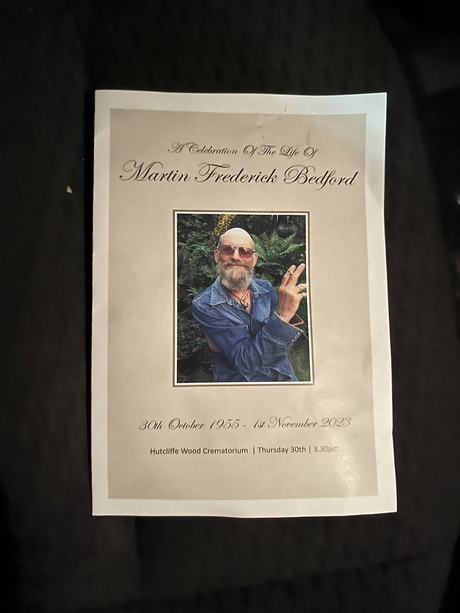 Returning home from a very moving and packed out ceremony for the legend Martin Bedford. Sleep well brother x #ripmartinbedford #martinbedford