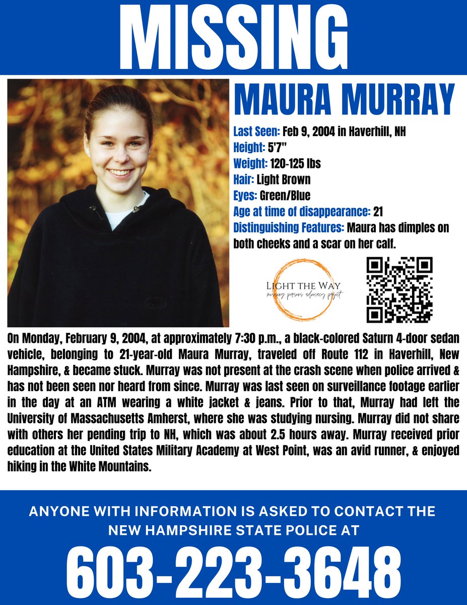 LightTheWay22's tweet photo. #MissingPosterMonday #MauraMurray #NewHampshire #MondayMotivation #Missing #MissingPerson #Unresolved https://t.co/ilpVHKnKqK