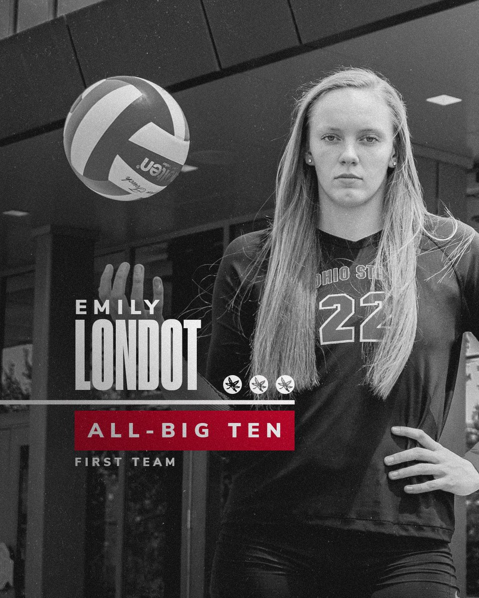 OhioStateWVB's tweet photo. There is no doubt she is one of the best‼️ 

UNANIMOUS First Team All-Big Ten @emilylondot 

#Team54 #GoBucks https://t.co/PGU2BgDF9V