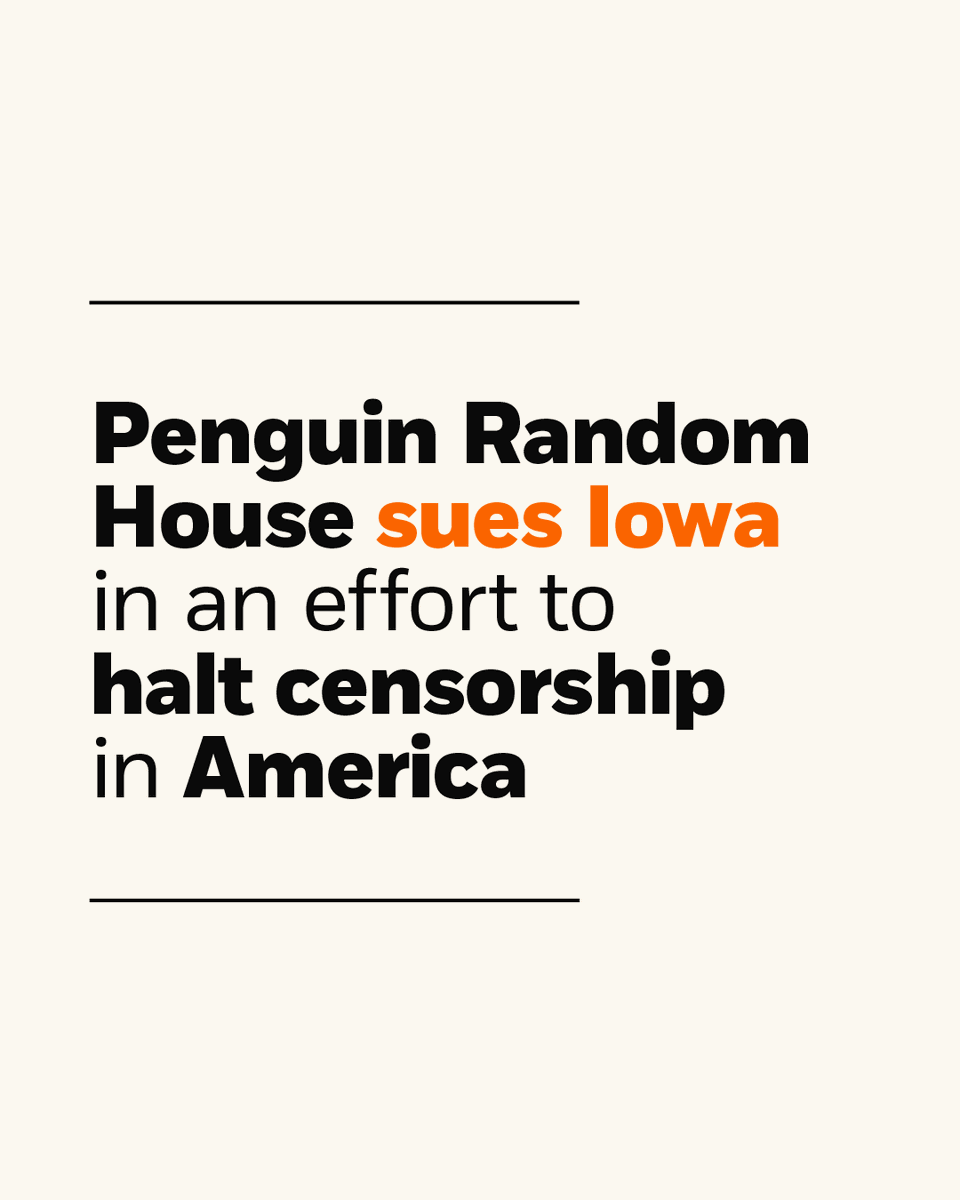 💥BANNED BOOKS NEWS💥

Penguin Random House sues Iowa in an effort to halt censorship in America.

Learn more here: bit.ly/3uvWB3R

#BannedBooks #ReadBannedBooks
