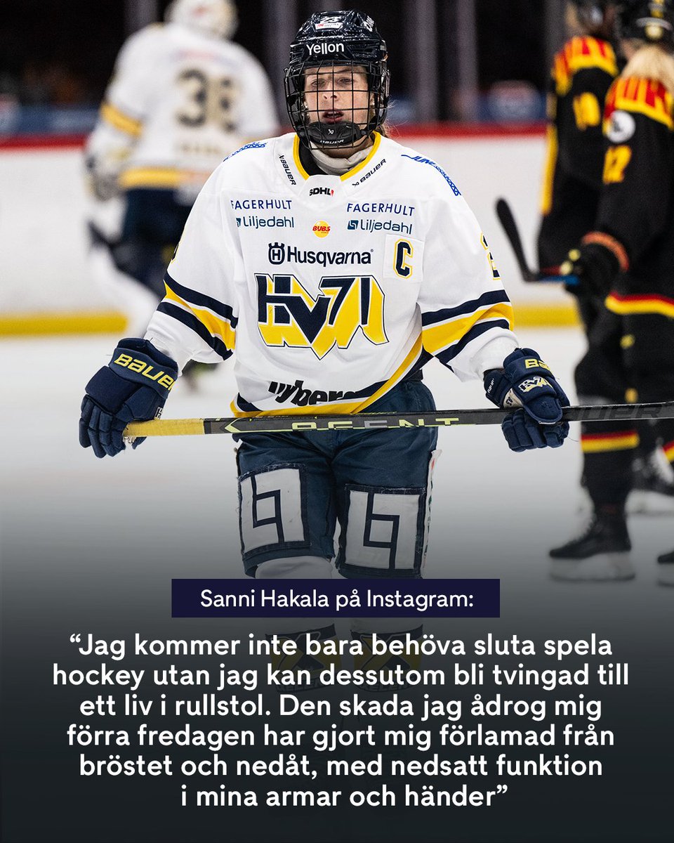HV71:s lagkapten Sanni Hakalas första ord efter skräckskadan 🥺