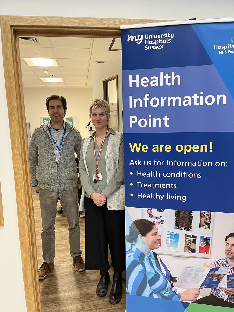 Sophie M Randall (@sophiemrandall) on Twitter photo 1st time at <a href="/UHSussex/">University Hospitals Sussex</a> new hospital today. Was lovely to run into <a href="/PiFonline/">We're not on X anymore – formerly @PifOnline</a> members Cecilia and Steve at the Health info point. People can drop in or be referred to <a href="/BrightonSx_LKS/">Susssx Health NHS Library & Knowledge Service</a> for help finding trusted info. All part of cafe, reception area with free WiFi #HealthLiteracy 1st time at <a href="/UHSussex/">University Hospitals Sussex</a> new hospital today. Was lovely to run into <a href="/PiFonline/">We're not on X anymore – formerly @PifOnline</a> members Cecilia and Steve at the Health info point. People can drop in or be referred to <a href="/BrightonSx_LKS/">Susssx Health NHS Library & Knowledge Service</a> for help finding trusted info. All part of cafe, reception area with free WiFi #HealthLiteracy