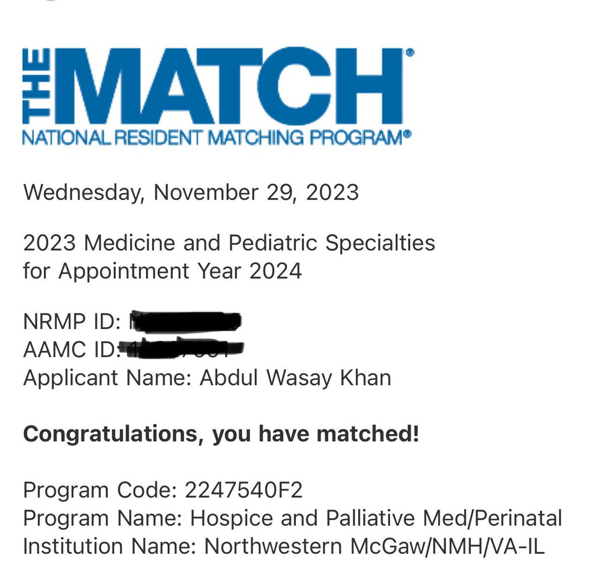 Abdul Wasay Khan (@awkism) on Twitter photo Excited to embark on a new chapter as a perinatal palliative fellow at <a href="/NUFeinbergMed/">Northwestern Feinberg School of Medicine</a> ! Ready to learn, grow, and make a meaningful impact. Here's to the journey ahead! 🌟 #MedTwitter #neoTwitter #PalliativeCare #MatchDay #PGY4ever Excited to embark on a new chapter as a perinatal palliative fellow at <a href="/NUFeinbergMed/">Northwestern Feinberg School of Medicine</a> ! Ready to learn, grow, and make a meaningful impact. Here's to the journey ahead! 🌟 #MedTwitter #neoTwitter #PalliativeCare #MatchDay #PGY4ever