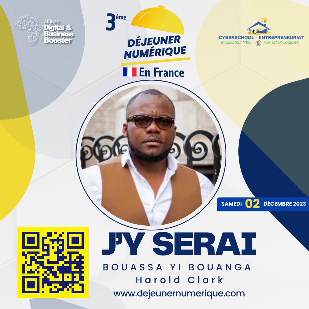 HBouanga's tweet photo. Retrouvons-nous pour la 3e édition du déjeuner numérique organisé par AFRICAN DIGITAL BOOSTER et CYBERSCHOOL-ENTREPRENEURIAT  dans les locaux de l’@AmbassadeGabon 

📆 samedi 02 décembre 2023
📍26 bis avenu Raphaël 75016 Paris
🕤 8h30
ℹ️➡️ https://t.co/JgSUWl5QVb https://t.co/ftvwfYdgEz