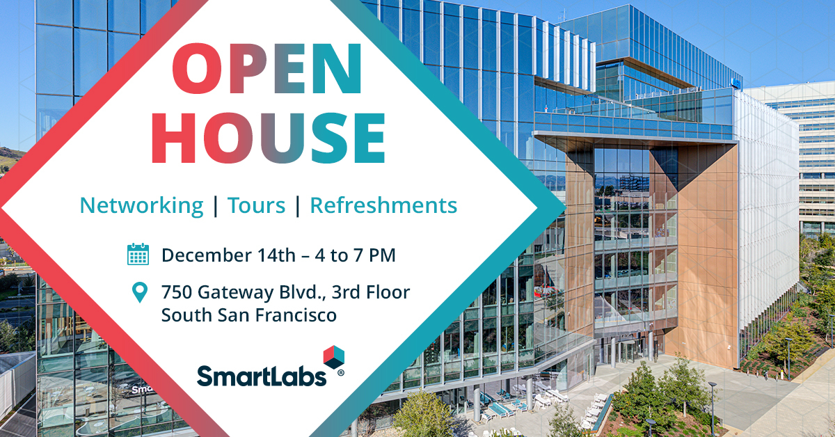 JoinSmartLabs's tweet image. Join SmartLabs for an Open House on Dec 14, 4-7 PM, at 750 Gateway Blvd, S. San Fran. Tour our cutting-edge facility with R&amp;amp;D labs, vivarium&apos;s, and manufacturing suites. Accelerate your discoveries. Secure your spot! hubs.ly/Q02bwJXJ0