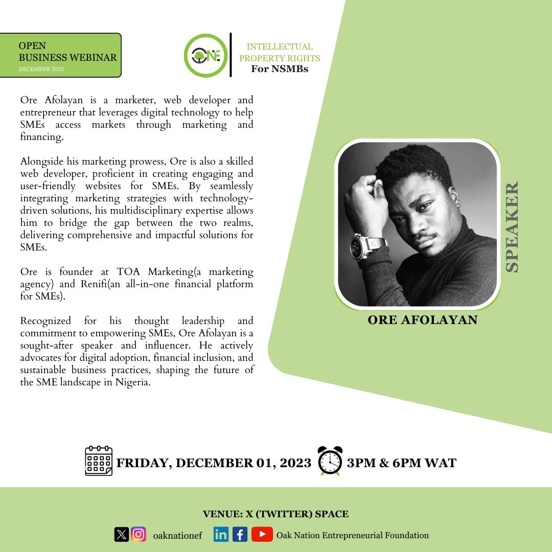 oaknationef's tweet photo. Get to know the thought leaders who will be sharing their insights on Intellectual Property Rights for Nano, Micro, and Small Businesses.
Their expertise is set to illuminate our discussion.
 #ExpertPanel #IPRights #NanoBiz #MicroBiz #SmallBiz  #Innovation #BusinessGrowth https://t.co/zC06tcdfOo
