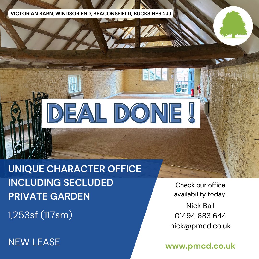 #dealdone Unique character office in the centre of #BEACONSFIELD Old Town, Bucks - NOW LET.  If you are looking for commercial premises, please visit pmcd.co.uk