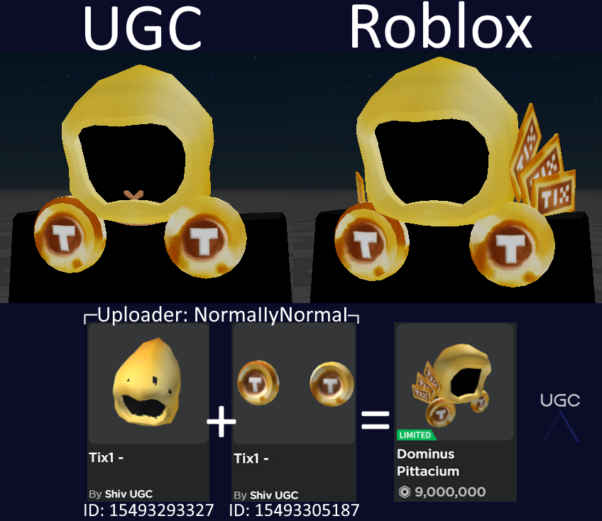 Peak” UGC on X: UGC creator Piav uploaded a 1:1 copy of the limited Dominus  Pittacium in 3 parts. #Roblox #RobloxUGC  / X