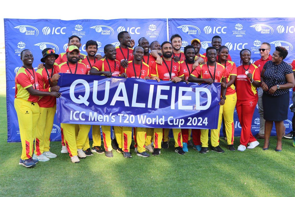 CricketUganda's tweet photo. #ICCT20WCQ

If u were ever in doubt! 🤪  These pictures will paint 1000 words!  

Uganda 🇺🇬 not in bad company as they head to the 2024 T20 World Cup with Namibia 🇳🇦.

West Indies and the USA 🇺🇸, are you ready for Mama Africa?

#CricketCranesInColour
#Twaake @PlasconUganda https://t.co/oTOoymBaGn