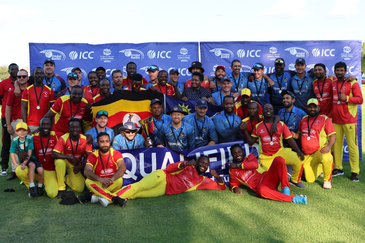 CricketUganda's tweet photo. #ICCT20WCQ

If u were ever in doubt! 🤪  These pictures will paint 1000 words!  

Uganda 🇺🇬 not in bad company as they head to the 2024 T20 World Cup with Namibia 🇳🇦.

West Indies and the USA 🇺🇸, are you ready for Mama Africa?

#CricketCranesInColour
#Twaake @PlasconUganda https://t.co/oTOoymBaGn