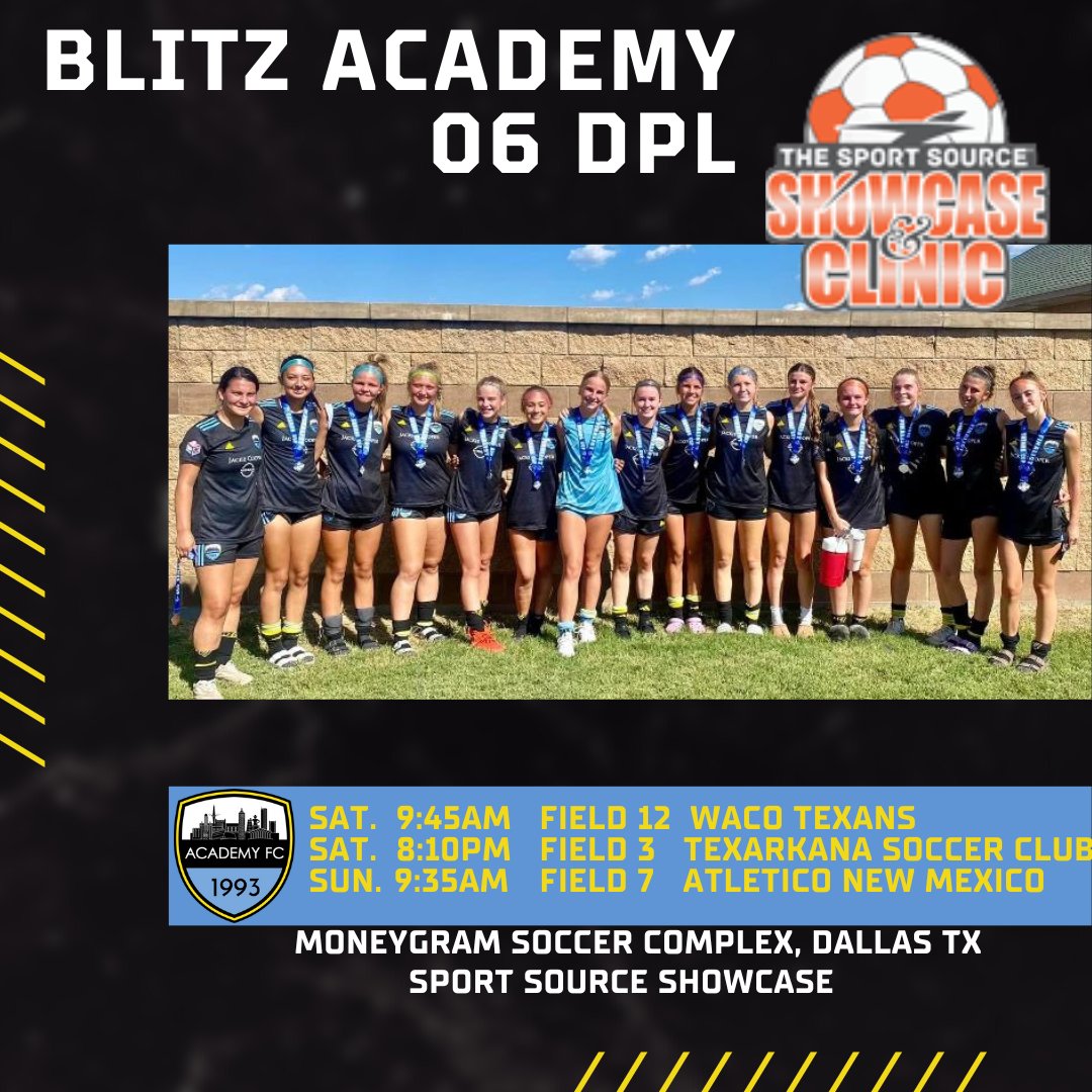 blitzacademyfc's tweet photo. Blitz Academy 06 DPL travel to Dallas for the Sport Source Showcase &amp; Clinic.  Good Luck Girls!!!! @blitzacademyfc @DP_League @SoccerMomInt https://t.co/Ylj4HCiUdU
