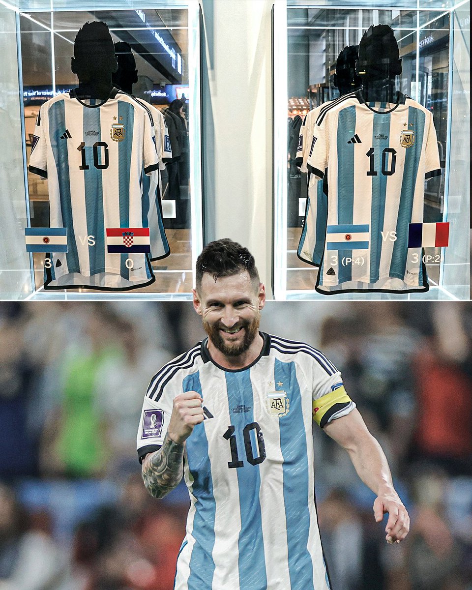A set of SIX Messi jerseys worn at the 2022 World Cup are being auctioned off at Sotheby's. Bidding is currently at $5.2 million and ends December 14th 💰📈