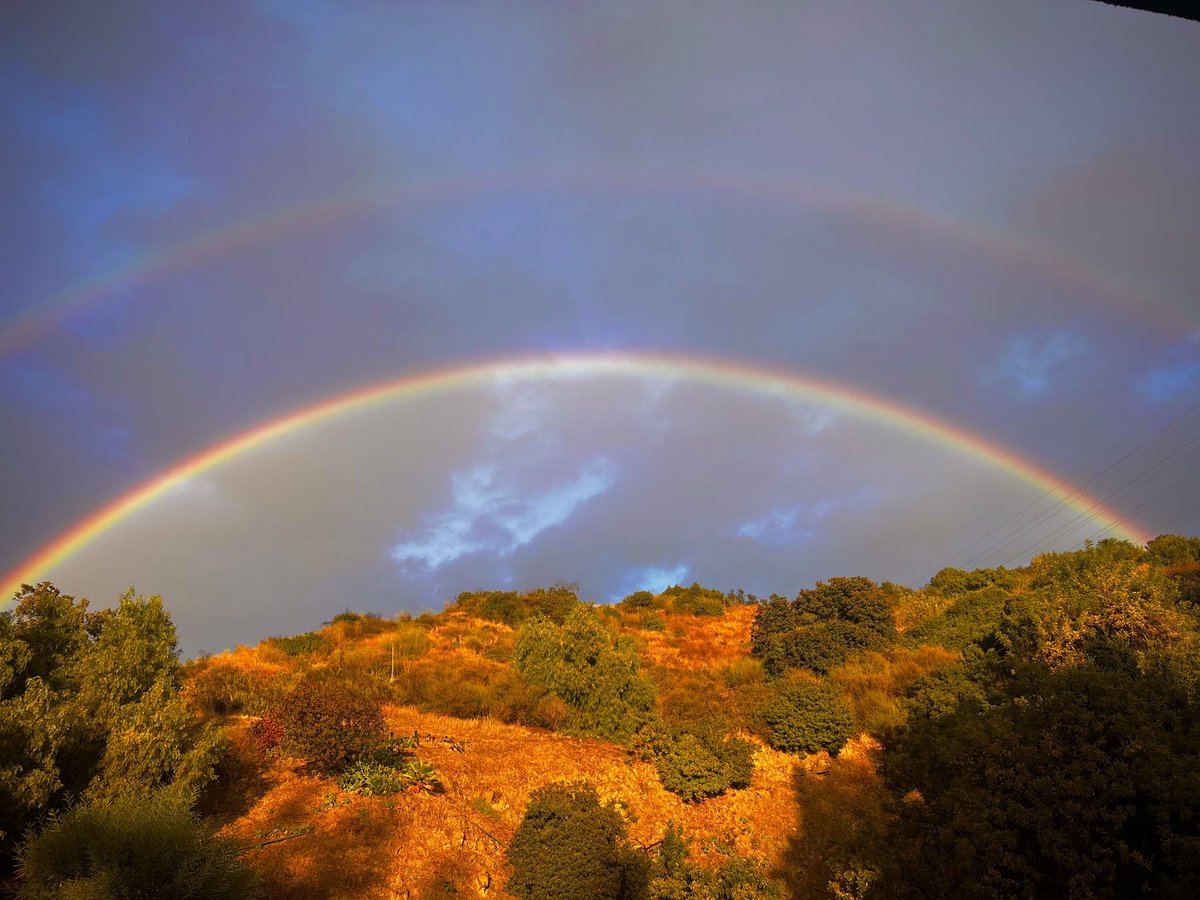 Double rainbow at home after some rain yesterday! 😭🌈🌈