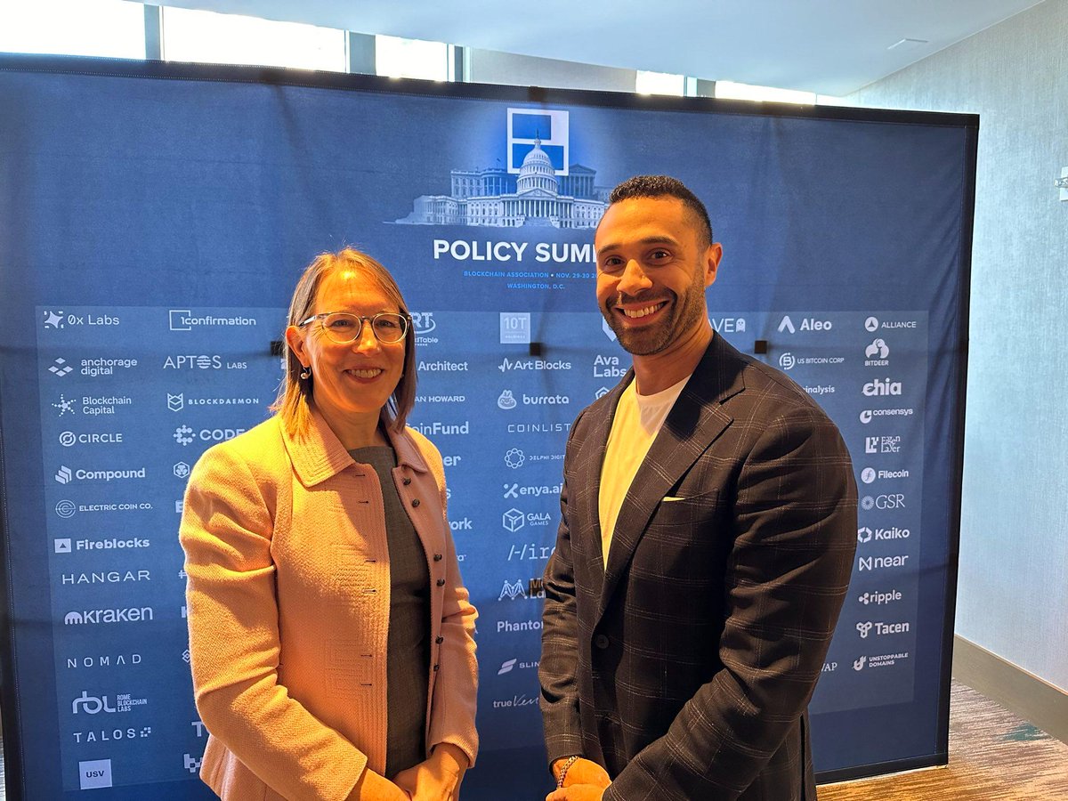 Our GC @h_joshua_rivera interviewing SEC Commissioner @HesterPeirce at the @BlockchainAssn's Policy Summit today. Recorded interview coming soon! ⚖️