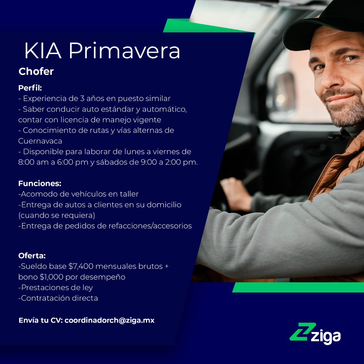 KiaPrimavera's tweet photo. ¿Buscas trabajo en Cuernavaca?
Grandes noticias, tenemos una nueva vacante.

Postularte hoy, no dejes pasar más tiempo y comienza 2024 con trabajo.
Envía tu CV: coordinadorch@ziga.mx 

#Trabajo #Cuernavaca https://t.co/IdiJjulmNa