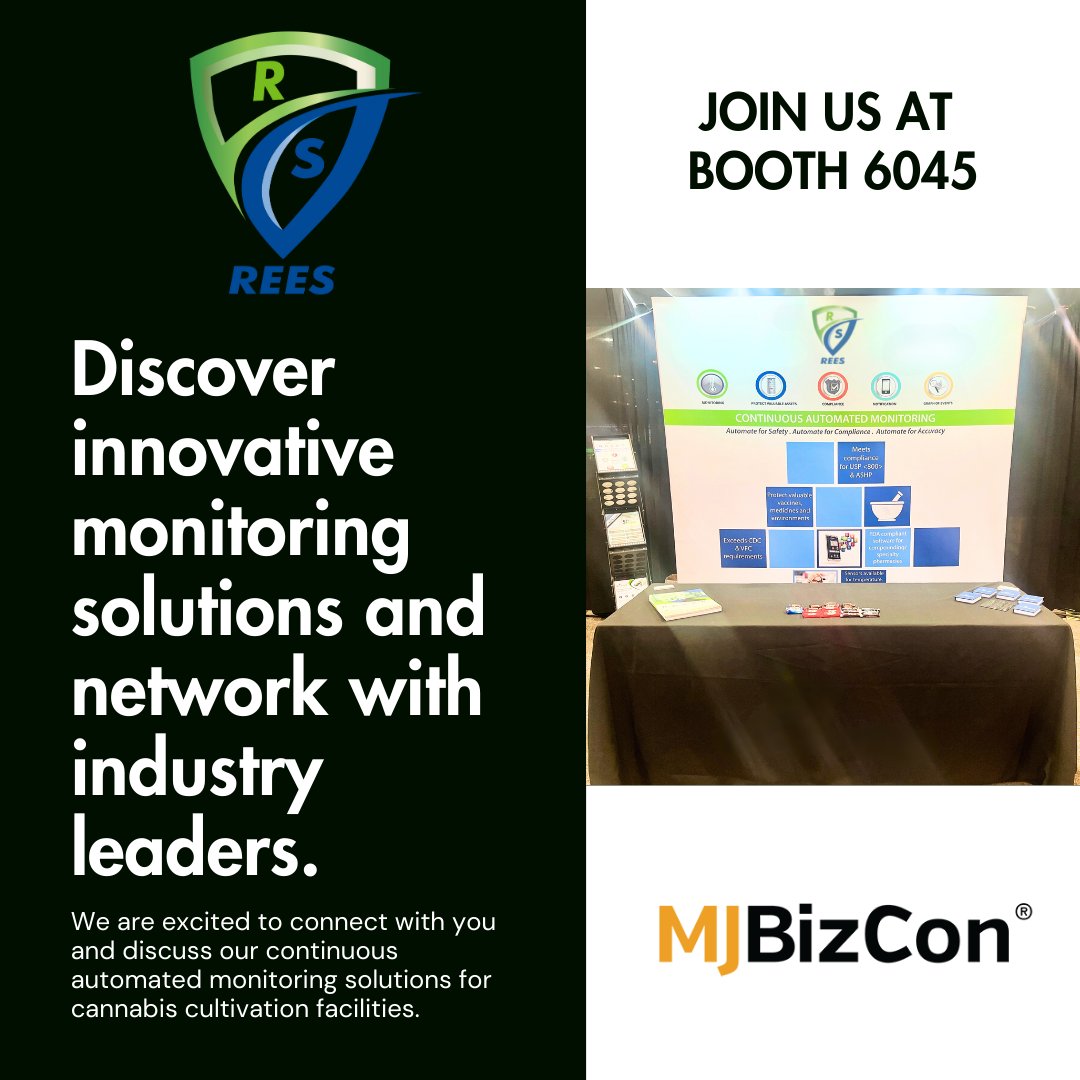 ReesScientific's tweet image. Are you attending #mjbizcon2023 this week? If so, don&apos;t miss the opportunity to meet Rees &amp;amp; learn more about our cutting-edge monitoring solutions for cannabis cultivation facilities.

Visit us at Booth 6045 &amp;amp; let&apos;s chat!

#reesscientific #humiditymonitoring #compliantmonitoring