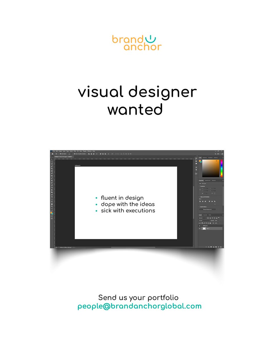 Are you a creative looking for a new challenge? The anchorholics are on the hunt for your genius! 

Send your portfolio to people@brandanchorglobal.com 🎨