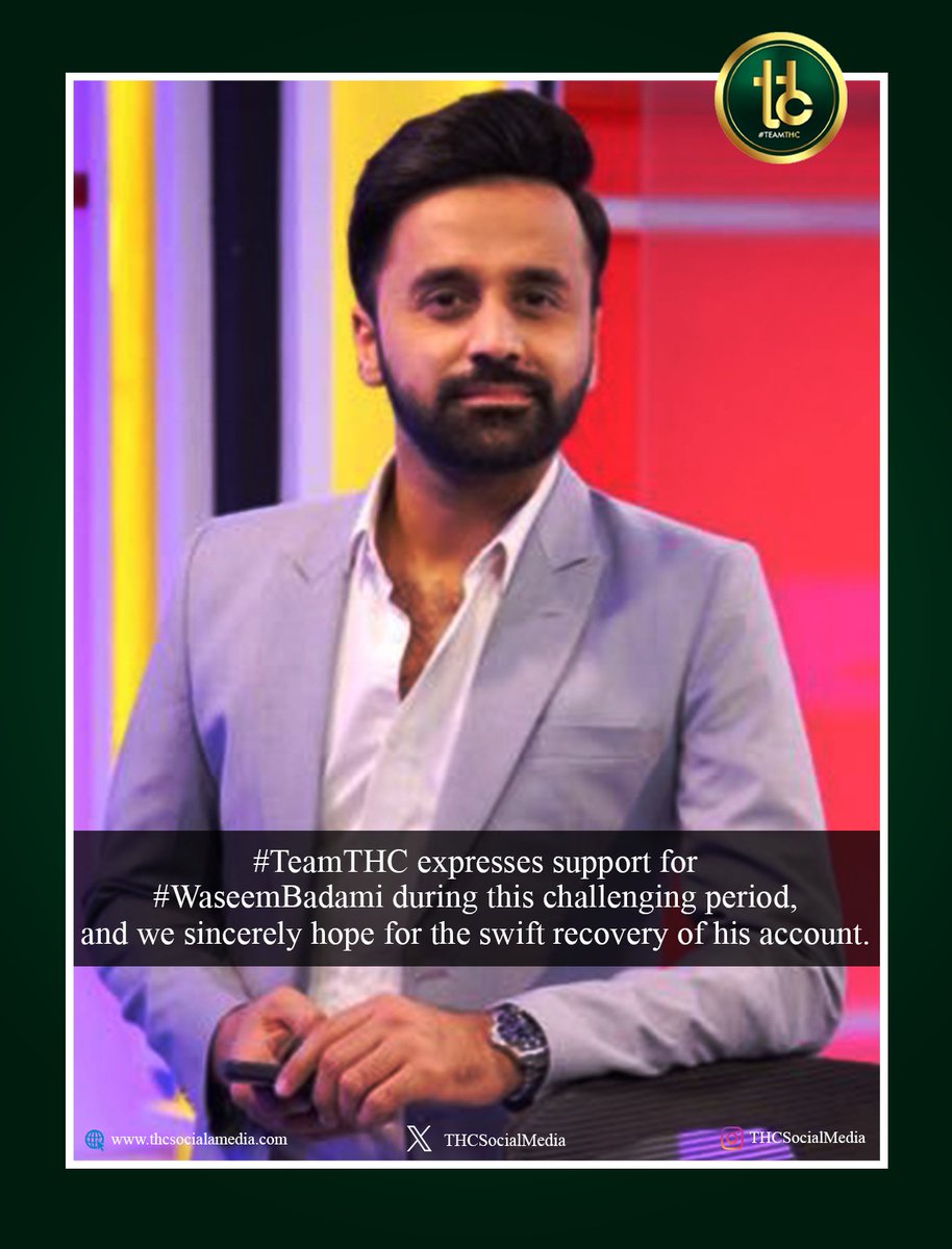 BalochIrza's tweet photo. #TeamTHC expresses support for #WaseemBadami during this challenging period,and we sincerely hope for the swift recovery of his account. https://t.co/KesAzcufzY