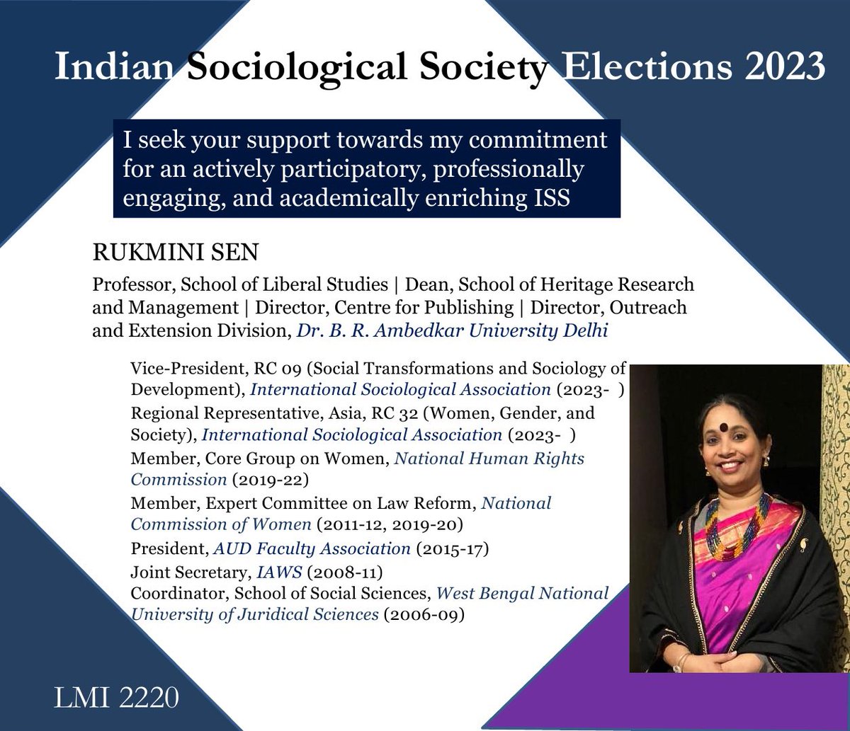 After 21 years of teaching sociology, I am standing for the a position in the Managing Committee of the ISS. Life members can vote online from tomorrow. I seek your support towards making a more academically engaging, vibrant and participative ISS @SociologyDoing