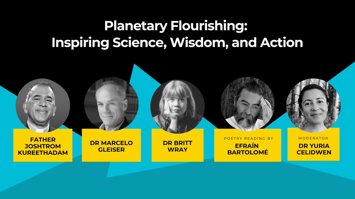 Our final panel of the #FlourishingConf begins shortly: Planetary Flourishing: Inspiring Science, Wisdom, and Action.

Featuring:
Father Joshtrom Kureethadam, Salesian Pontifical University 
Dr. @MGleiser, @dartmouth 
Dr. @brittwray, @StanfordMed 
Moderated by: Dr. Yuria