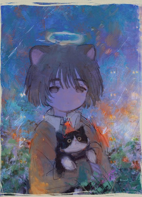「brown eyes holding cat」 illustration images(Latest)