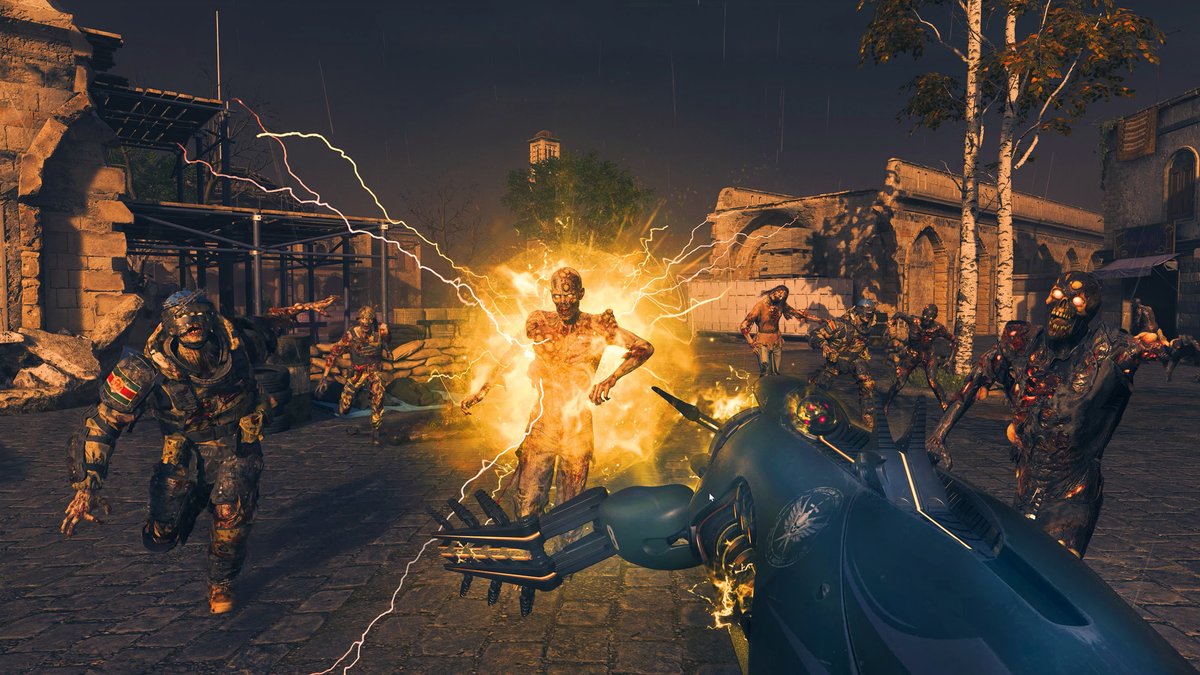 CallofDuty's tweet photo. Strike Teams gain new tools to take on Operation Deadbolt objectives in #ModernWarfareZombies 🧟‍♂️

🔫 New V-R11 Wonder Weapon,
🔪 Aether Blade
🐶 Dog Bone Schematic
🛡 Golden Armor Plate Schematic https://t.co/S13YhWhQfw