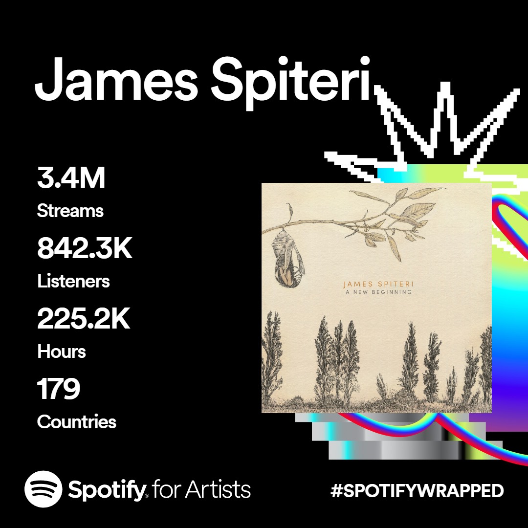 JamesSpiteri's tweet photo. Thank you for 3.4 million streams this year!

New music to come in 2024. https://t.co/tbLCEEnW6m