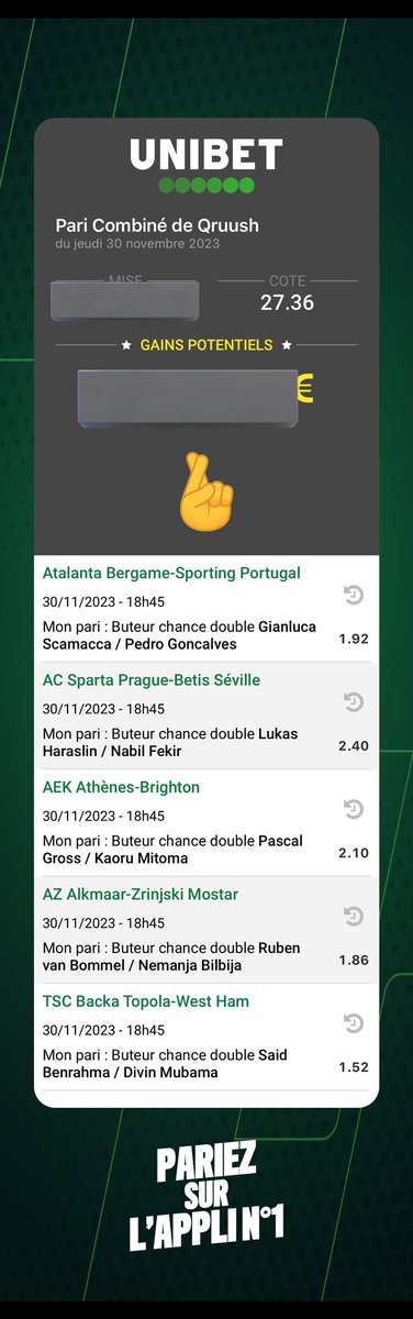 QrsBetting's tweet photo. Europa picks

🔻combi TC 1 @ 2,04
🔻combi TC 2 @ 1,98

🔻Combi DC @ 27 
Lien : https://t.co/f4v2EGw3rb https://t.co/ctUqmT5G5o